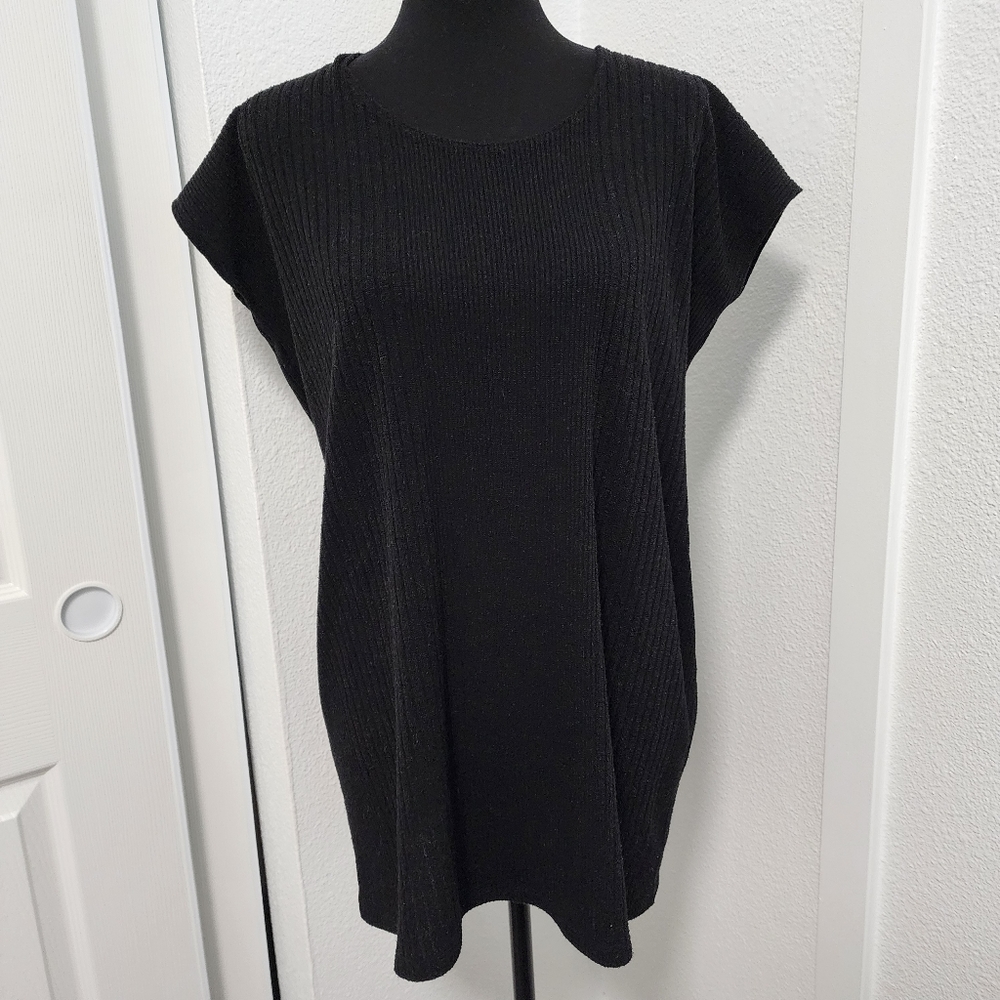 ARITZIA Wilfred Free Black Ribbed Knit Shirt Dress